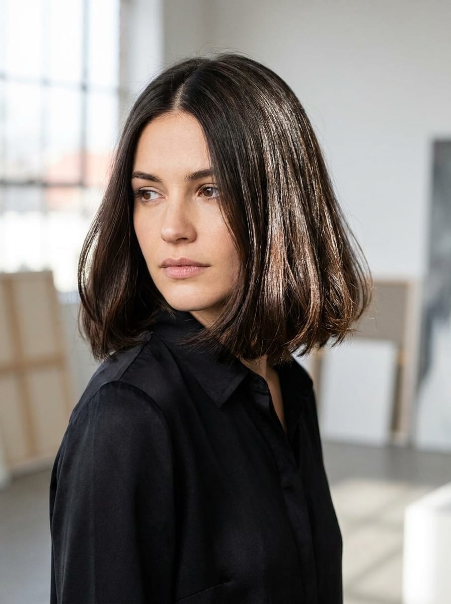 Sleek Long Bob - Frisur für ovales Gesicht